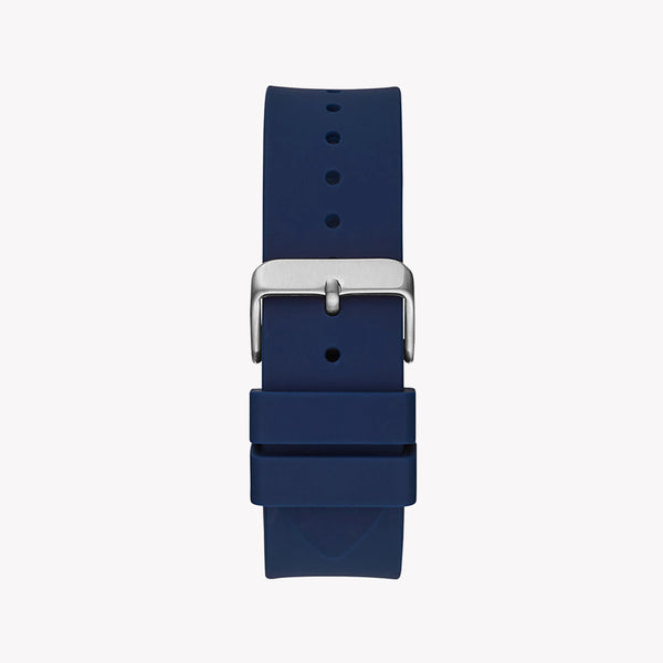 Guess Men's Silver Stainless Steel, Blue Silicone | W1254g1 by i-watch