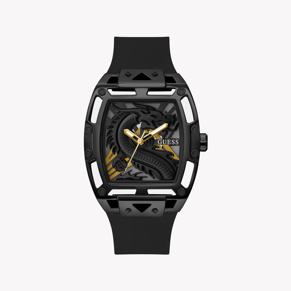 GUESS GW0648G1 BOLD BLACK - TIMELESS SOPHISTICATION Men's Watch with stainless steel case and silicone band