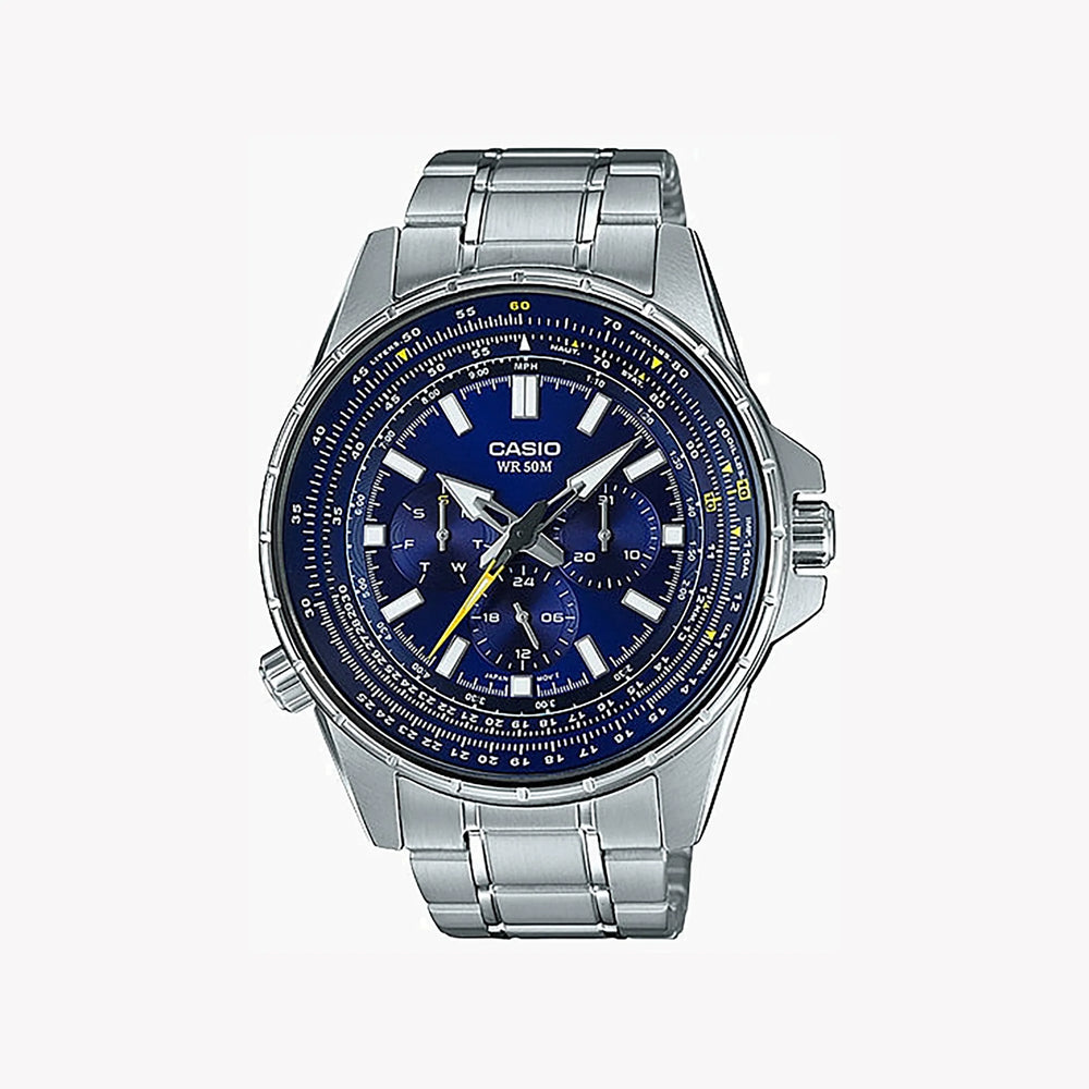 Casio Mtp-Sw320d-2avdf Sporty Elegance - Men's Stainless Steel Timepiece With Blue Dial by i-watch