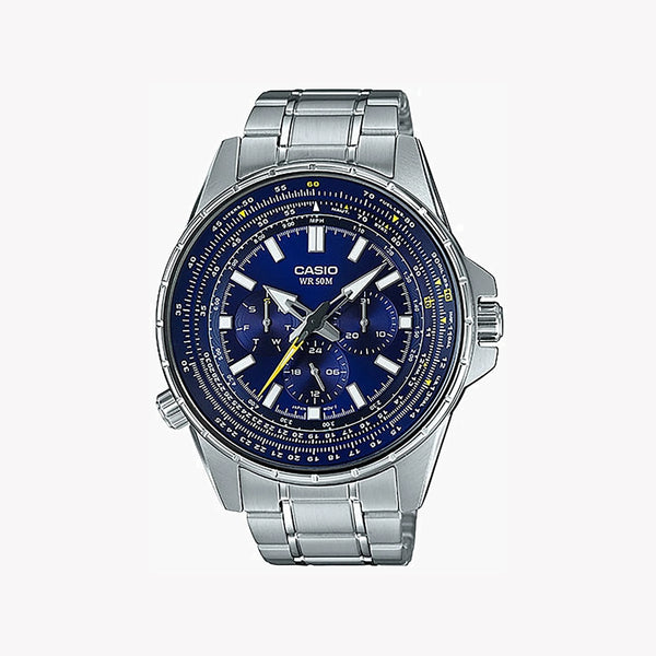 Casio Mtp-Sw320d-2avdf Sporty Elegance - Men's Stainless Steel Timepiece With Blue Dial by i-watch