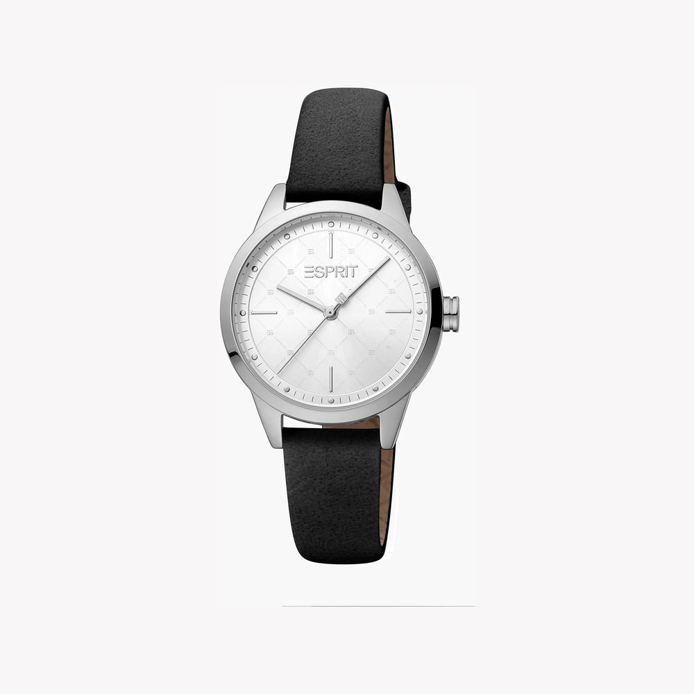 Esprit Women's Black Faux Leather Watch, Silver Dial | Es1l197m0015 by i-watch