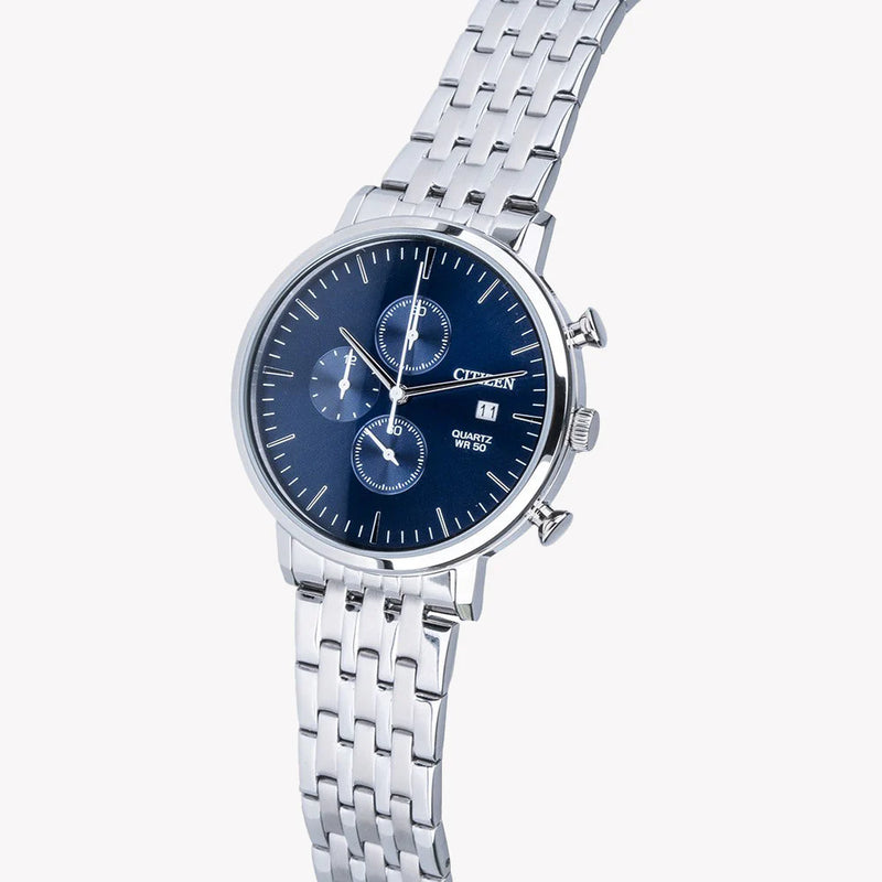 Citizen Men's Silver Watch, Blue Dial | An3610-55l by i-watch