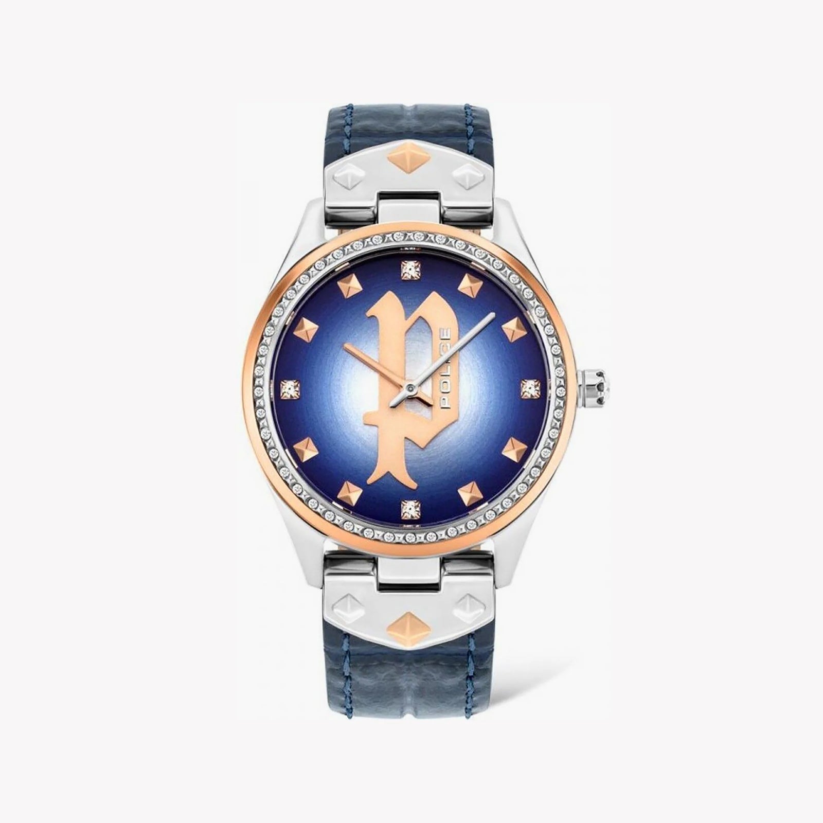 Police Women's Silver & Blue Leather Watch, Silver Dial | Pl-16029mstr_03 by i-watch
