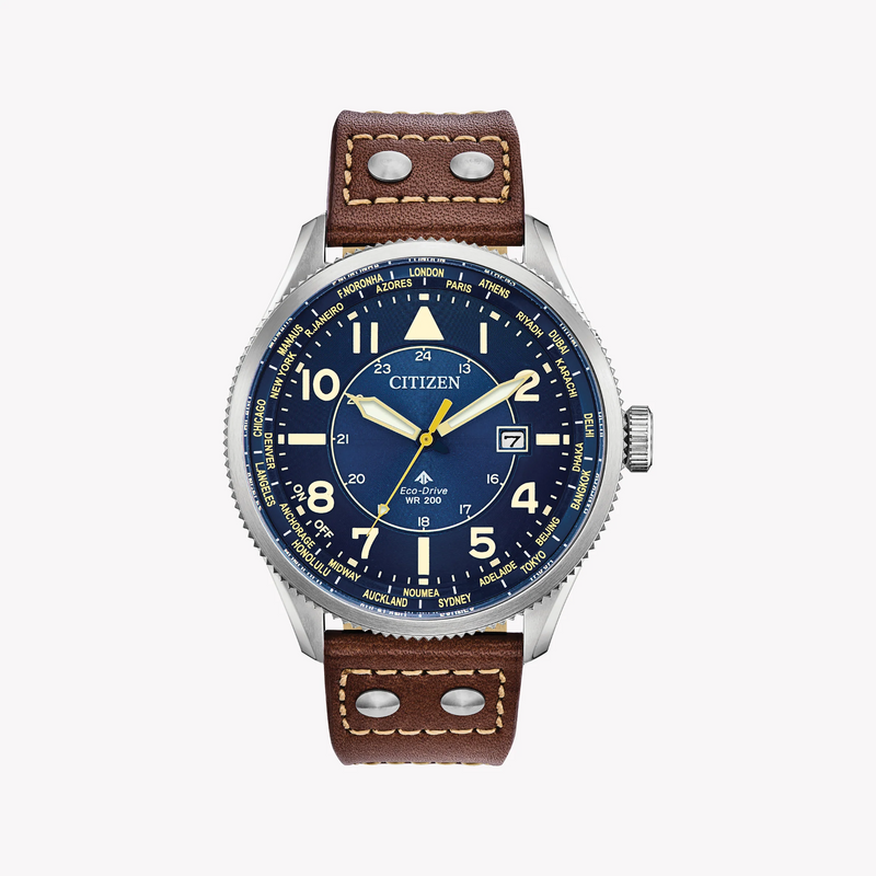 Citizen Bx1010-11l: Elegantly Bold – Men's Eco-Drive Watch With Leather Strap & World Time Function by i-watch