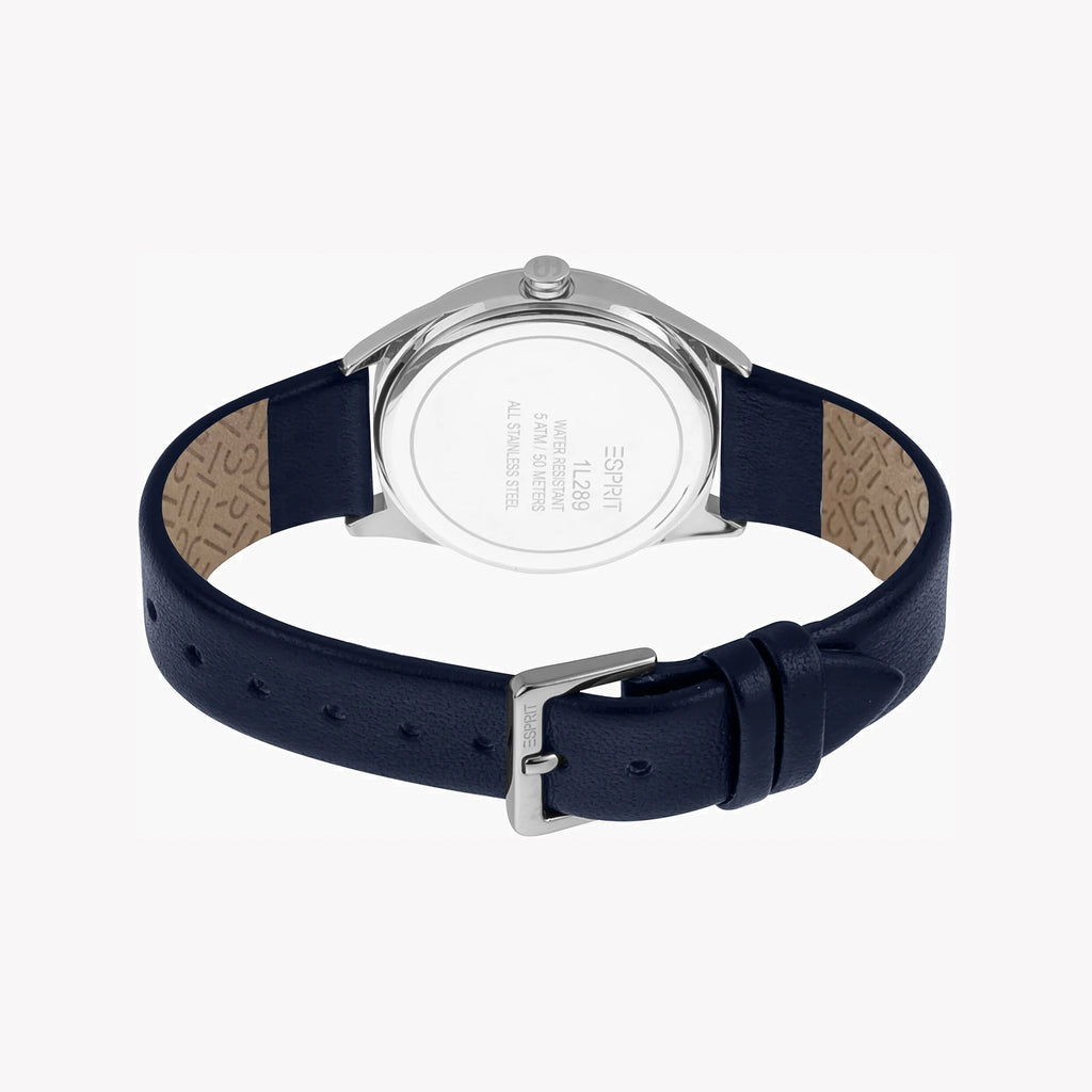 ESPRIT Women's Watch with Silver Stainless Steel Case and Blue Leather Band-i-Watch-4
