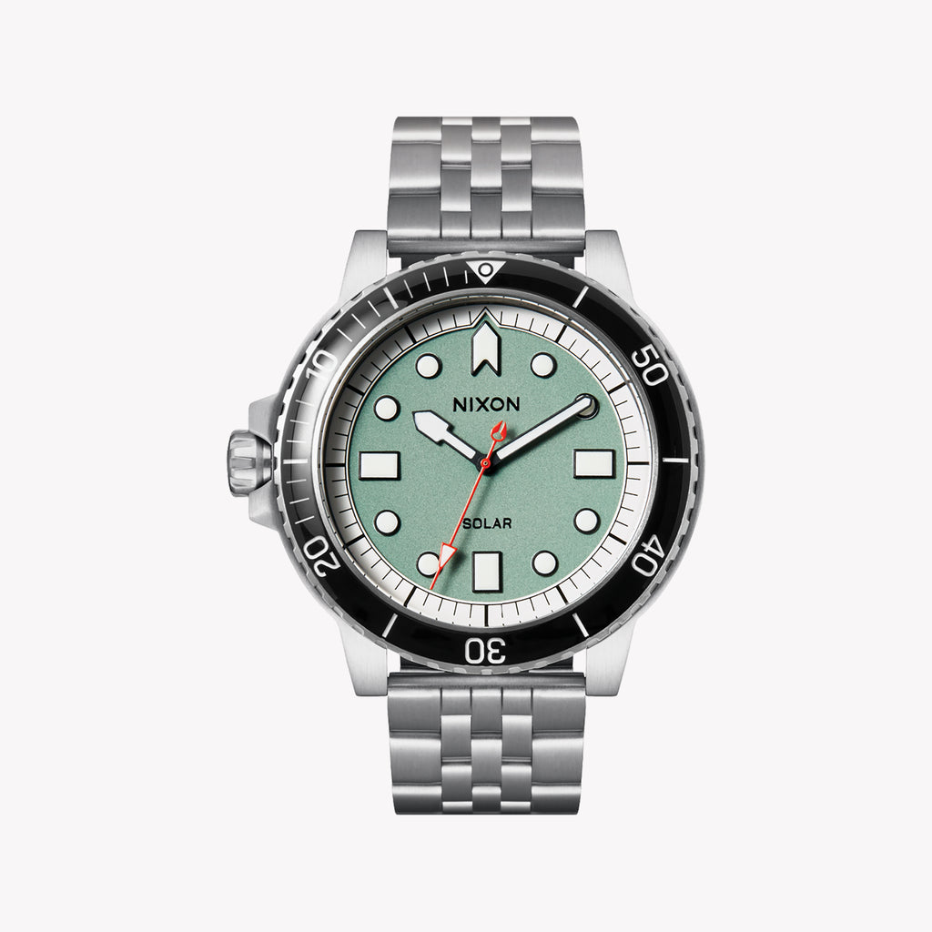Nixon A1402-5235 BOLD ADVENTURE - RUGGED MEN'S WATCH with Silver Stainless Steel & Green Dial