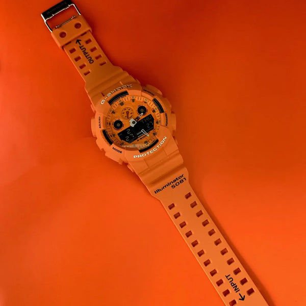 Casio G-Shock Ga-100rs-4adr Rugged Adventurer - Vibrant Orange Men's Watch by i-watch