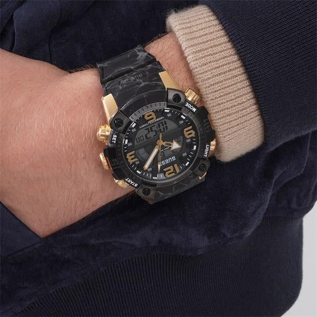 GUESS GW0421G2 BOLD GOLD - MODERN MEN'S TIMEPIECE WITH BLACK DIAL & RUBBER BAND-i-Watch-5