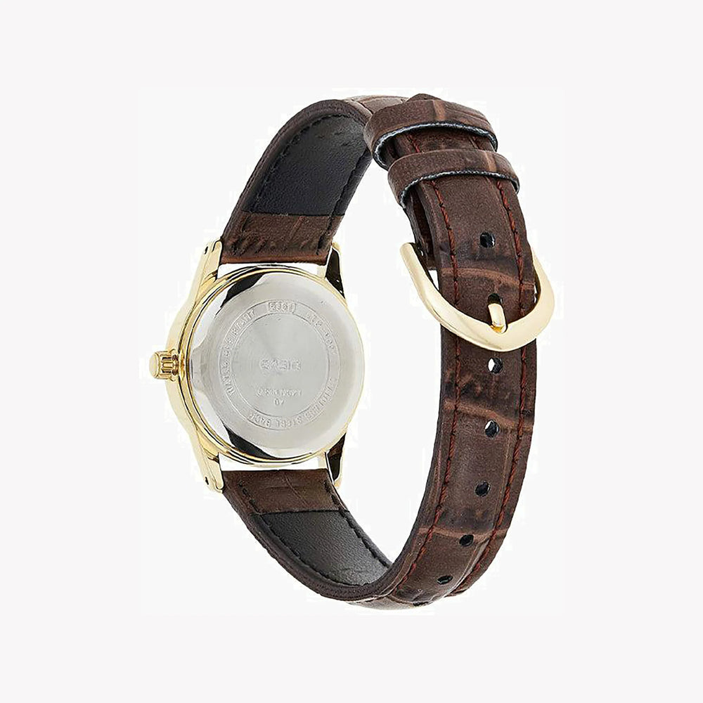 Casio Women's Gold Stainless Steel, Brown Leather | Ltp-V001gl-1b by i-watch