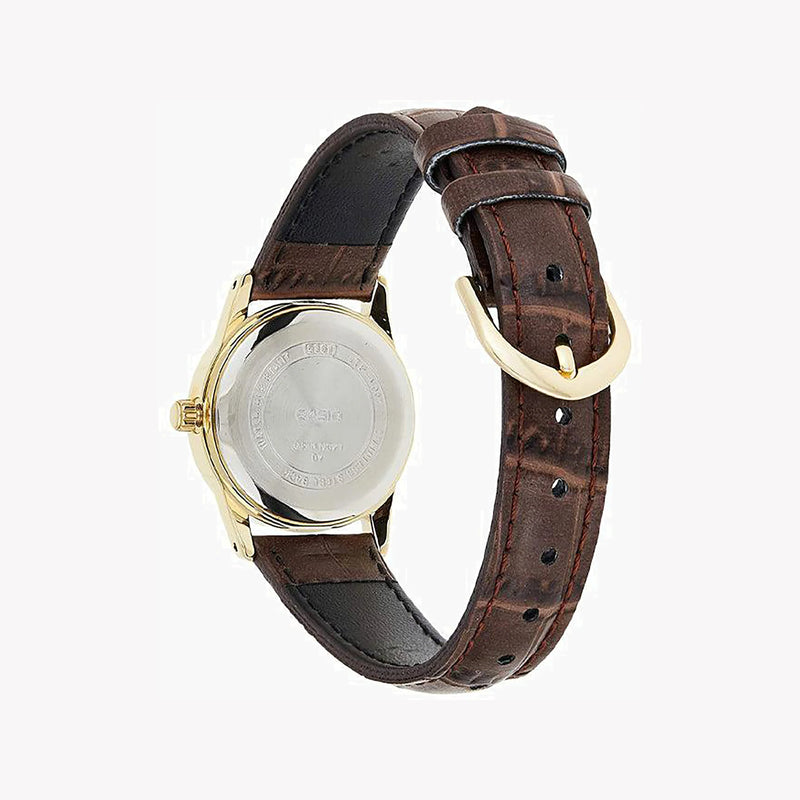 Casio Women's Gold Stainless Steel, Brown Leather | Ltp-V001gl-1b by i-watch