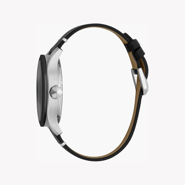 Just Cavalli Men's Black Leather Watch, Silver Case | Jc1g108l0035