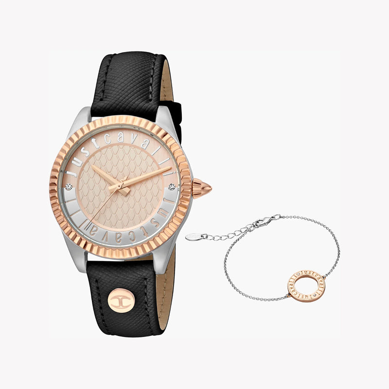 Just Cavalli Women's Rose Gold Watch, Black Leather | Jc1l133l0045 by i-watch