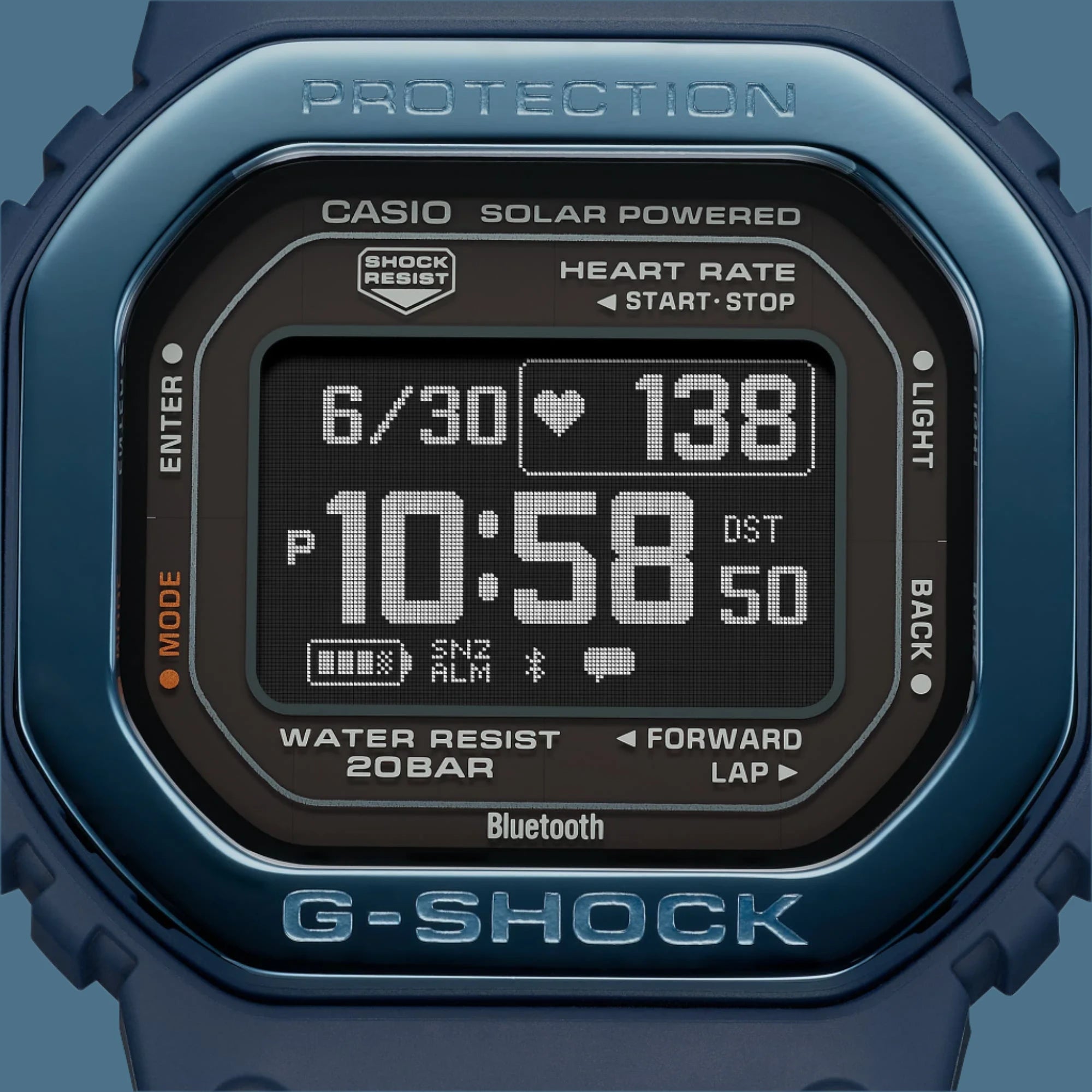 CASIO G-SHOCK DW-H5600MB-2 G-SQUAD THE ORIGIN Bleu w. Lunette en métal - Montre pour hommes HEART RATE SERIE