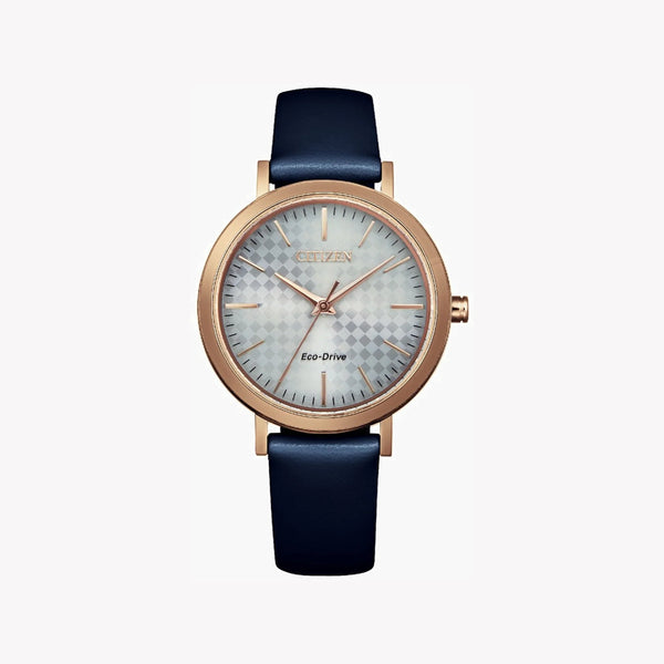 Citizen Em0763-07a - Elegantly Eco-Friendly Women's Timepiece With Blue Calf Leather Band by i-watch
