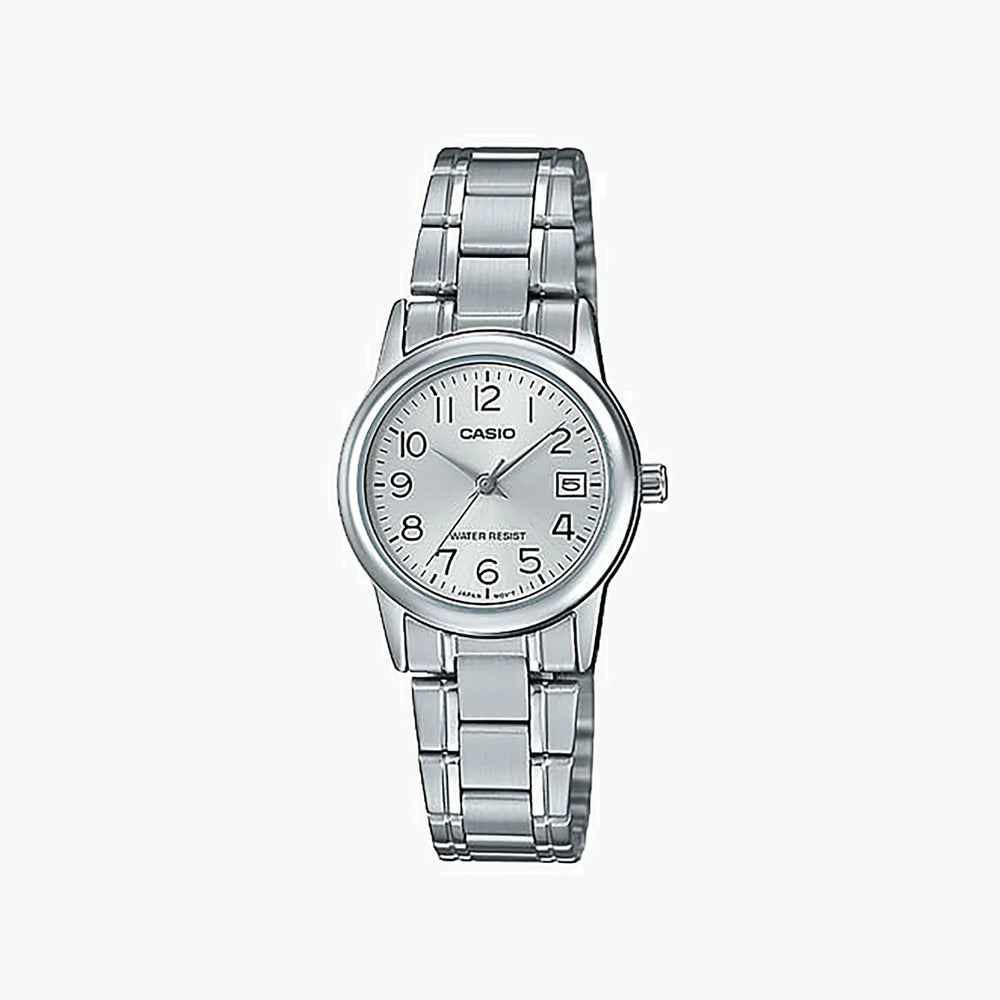 CASIO Women's Watch with Silver Stainless Steel Case and Silver Stainless Steel Band