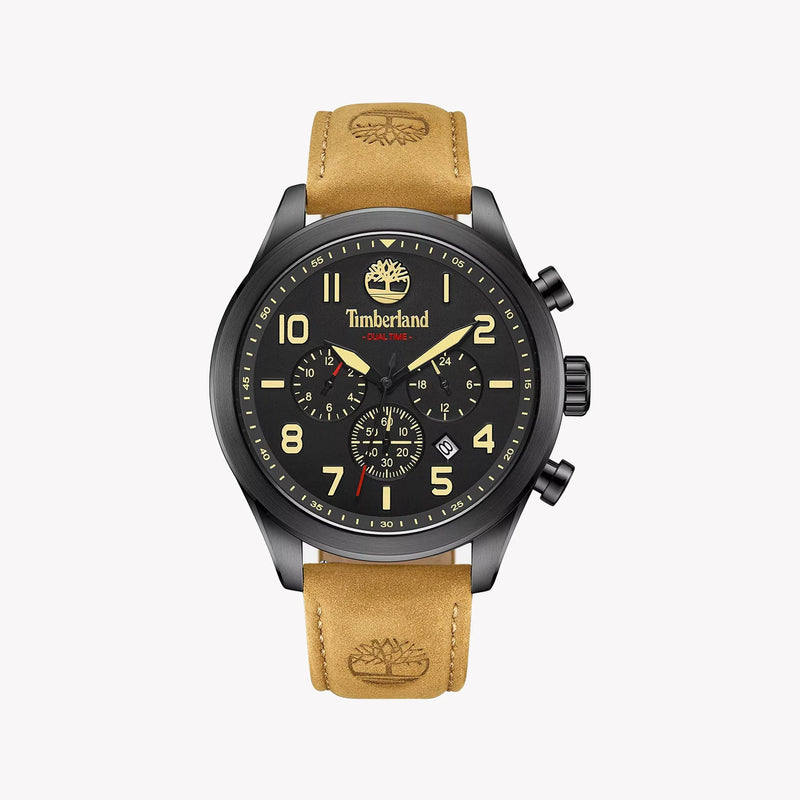 TIMBERLAND TDWGF0009701 - RUGGED ELEGANCE MEN'S WATCH WITH BLACK STAINLESS STEEL & BROWN LEATHER BAND