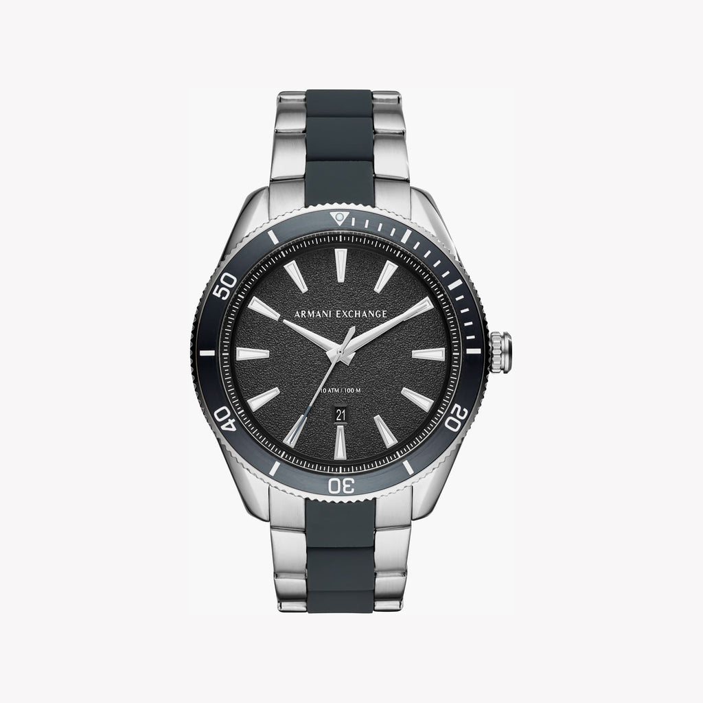ARMANI EXCHANGE AX1834 BOLD TIMEPIECE - STUNNING SILVER STAINLESS STEEL WITH BLACK DIAL