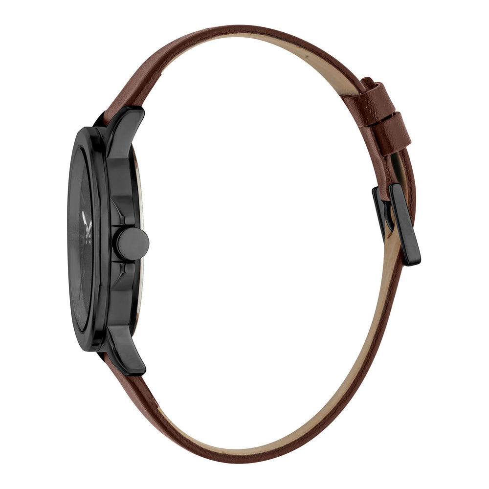 Esprit Men's Elegance - Brown Leather & Black Dial Stainless Steel Watch by i-watch