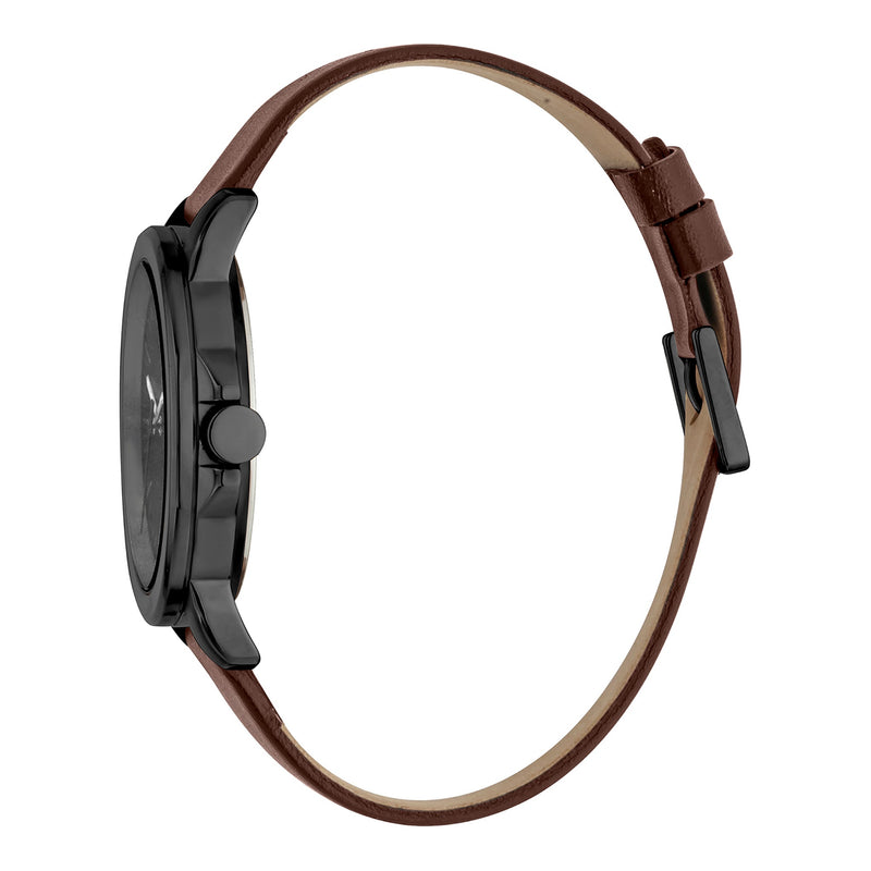 Esprit Men's Elegance - Brown Leather & Black Dial Stainless Steel Watch by i-watch