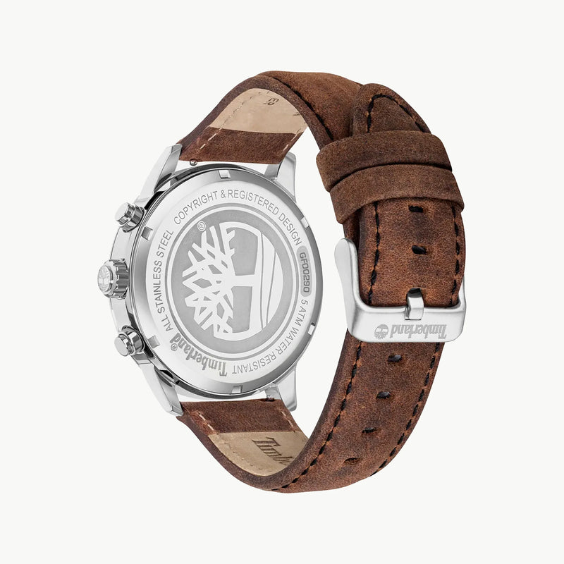 Timberland Men's Silver Stainless Steel, Brown Leather | Tdwgf0029002 by i-watch