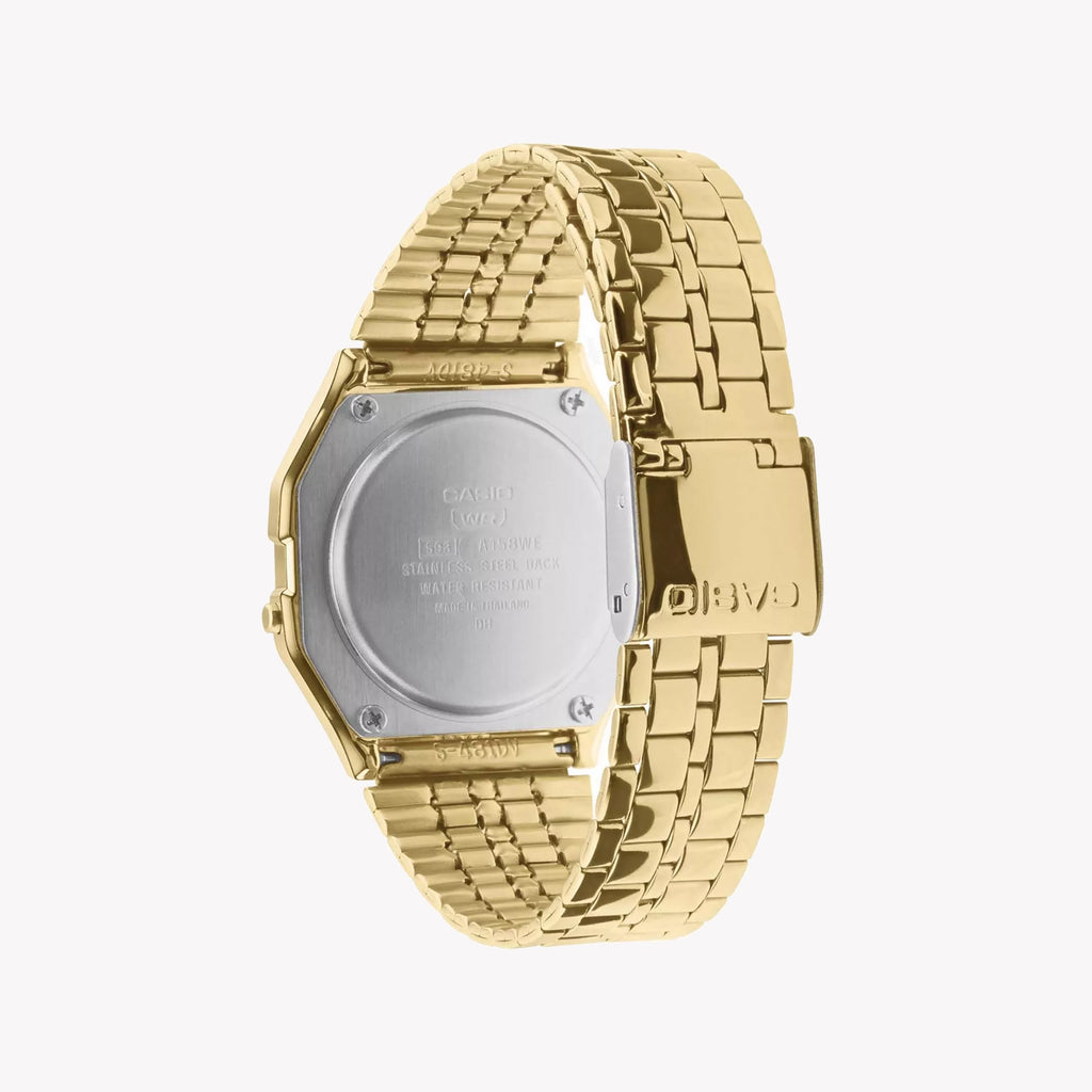 CASIO A158WETG-9AEF SPLASH-PROOF - ELEGANT MINIMALIST UNISEX WRISTWATCH with sleek resin case and multifunctional features.-i-Watch-4