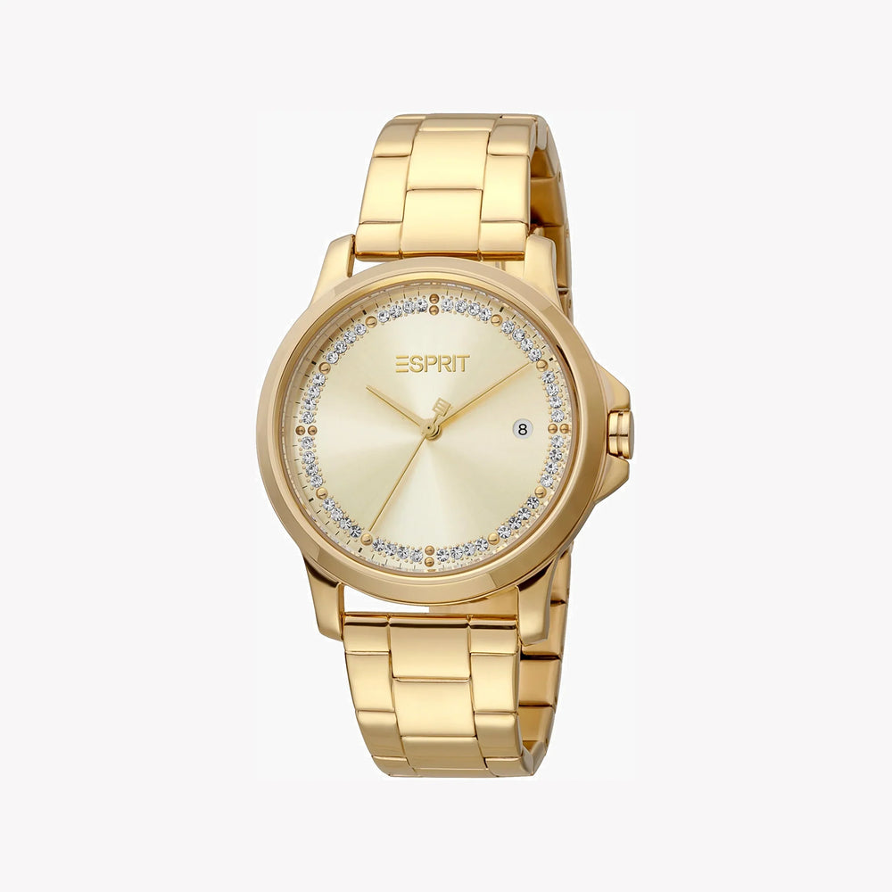 Esprit Women's Gold Stainless Steel Watch, Champagne Dial | Es1l203m0035 by i-watch