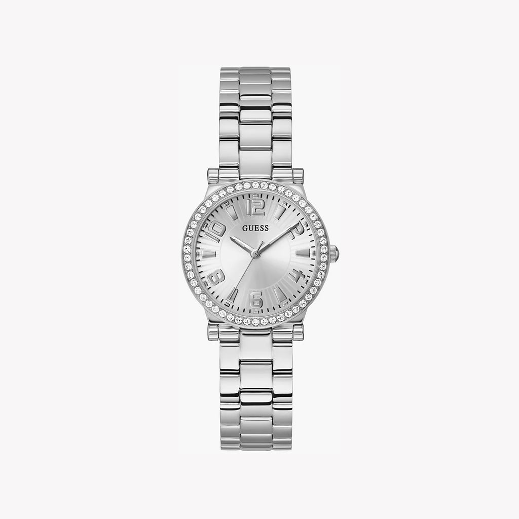 GUESS GW0686L1 SILVER SLEEK - CHIC SOPHISTICATION WOMEN'S WATCH with stainless steel band and polished silver dial
