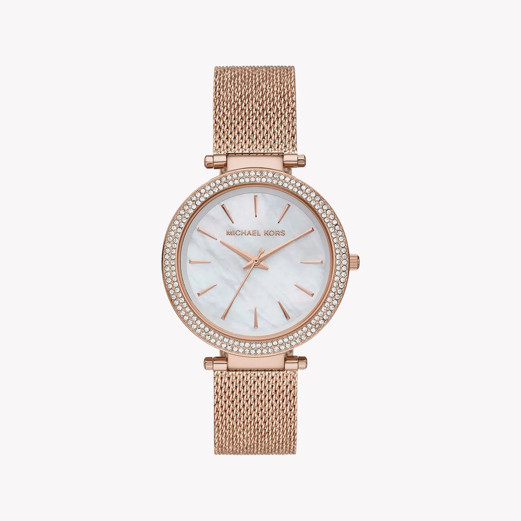 MICHAEL KORS MK4519 ROSE GOLD GLAM - ELEGANT WOMEN'S TIMEPIECE WITH CLASSIC WHITE DIAL
