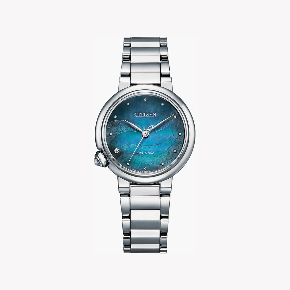 Citizen Women's Silver Stainless Steel Watch, Blue Dial | Em0910-80n by i-watch