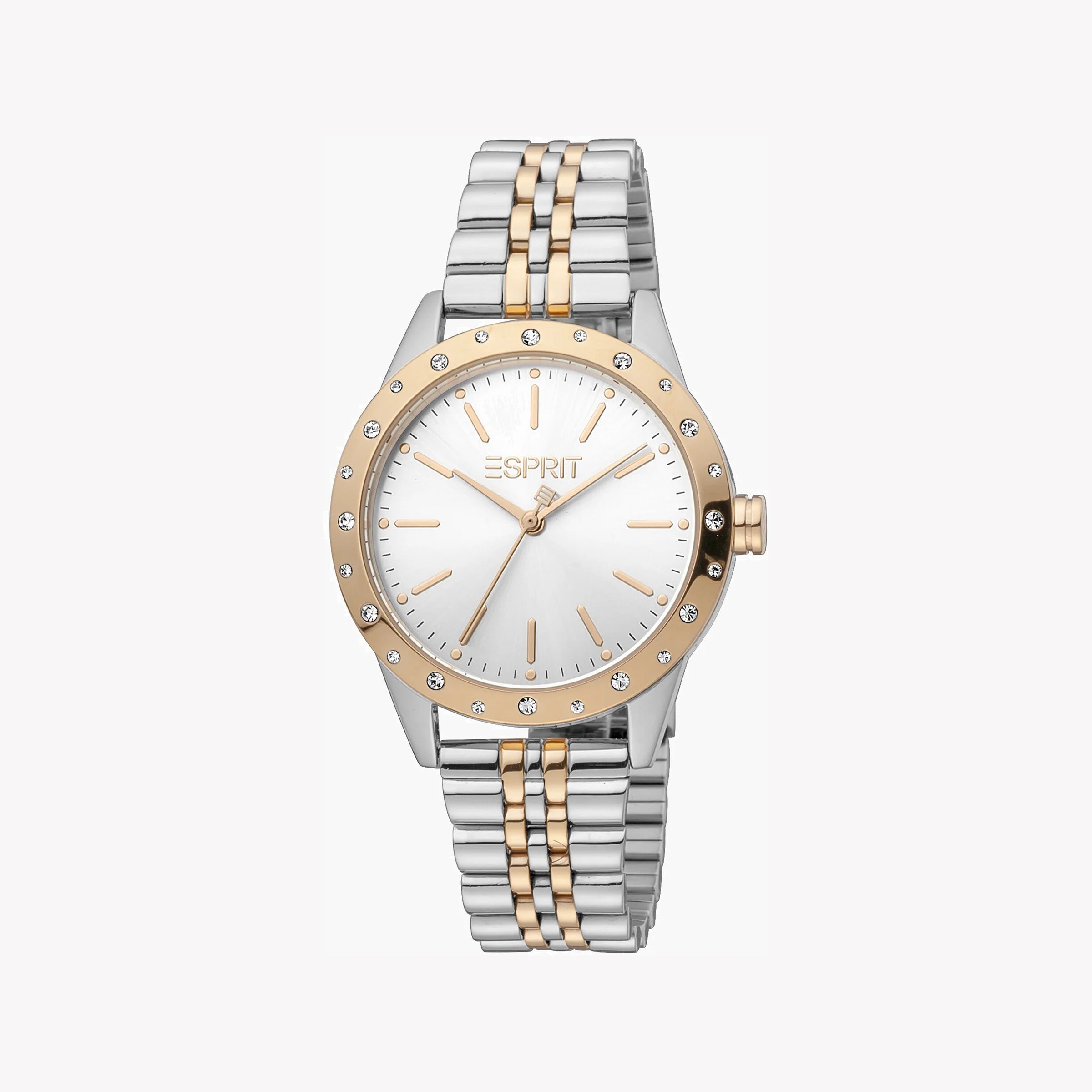 ESPRIT Women's Watch with Silver Stainless Steel Case and Silver & Rose Gold Stainless Steel Band