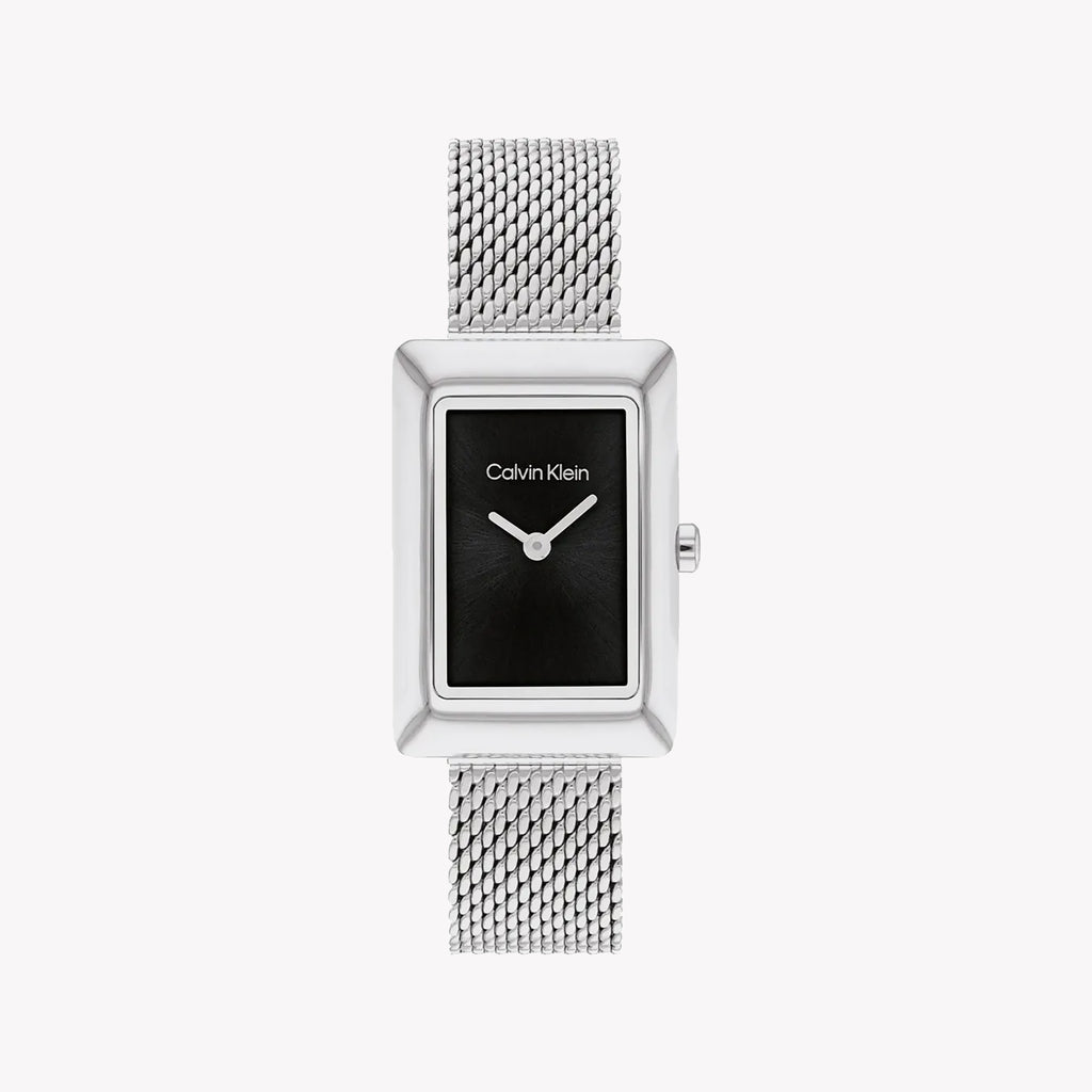 CK CALVIN KLEIN NEW COLLECTION - ELEGANT SILVER STAINLESS WOMEN'S WATCH WITH BLACK DIAL
