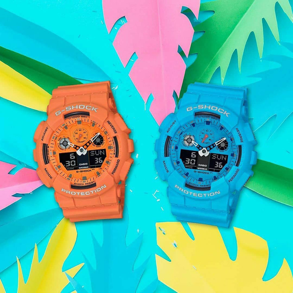 G-SHOCK GA-100RS-2ADR - BOLD ADVENTURE Unisex Watch with Vibrant Blue Resin Band & Rugged Digital Features-i-Watch-3