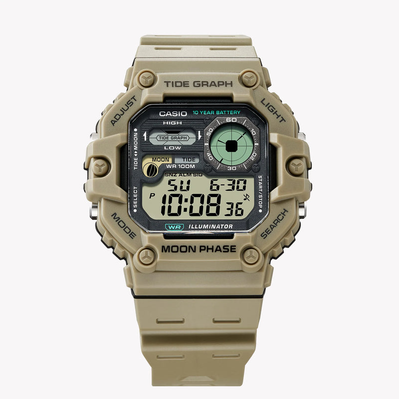 Casio Men's Beige Resin Watch, Digital Display | Ws-1700h-5av by i-watch