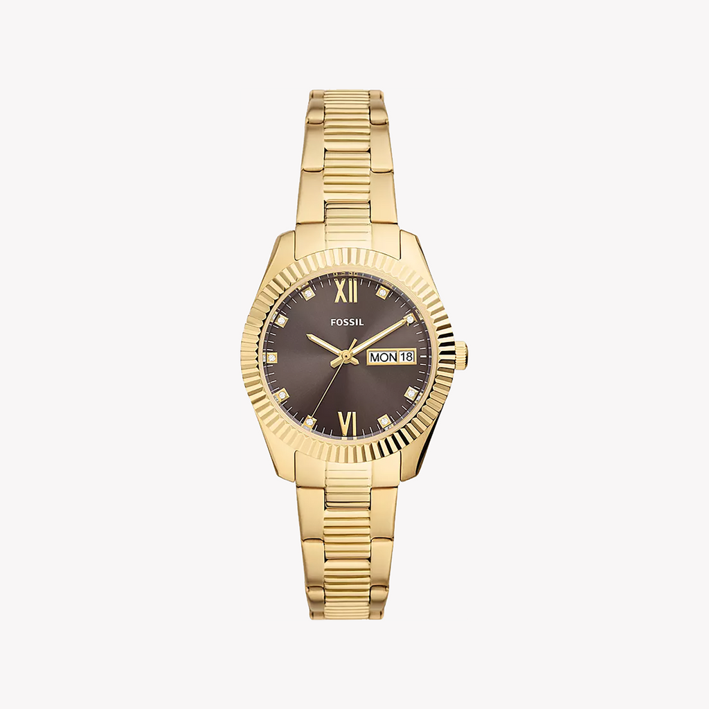 FOSSIL ES5206 ELEGANT GOLD & BROWN WOMEN'S WATCH - TIMELESS SOPHISTICATION & STYLE