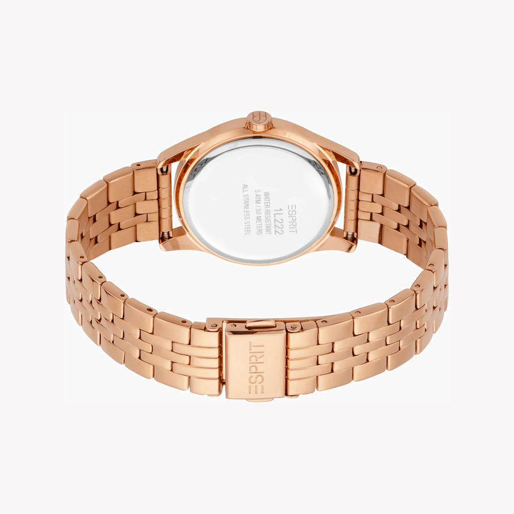 Esprit Women's Rose Gold Stainless Steel Watch, Silver Dial | Es1l199m0015 by i-watch