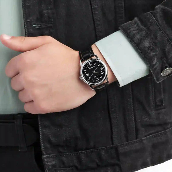 Timeless Elegance Men's Silver Watch, Black Dial | Mtp-V002l-1budf by i-watch