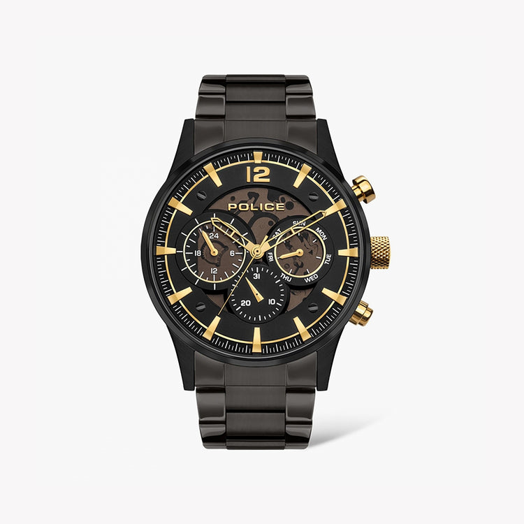 POLICE Men's Black Stainless Steel Watch, Black Dial | PEWJK2002802
