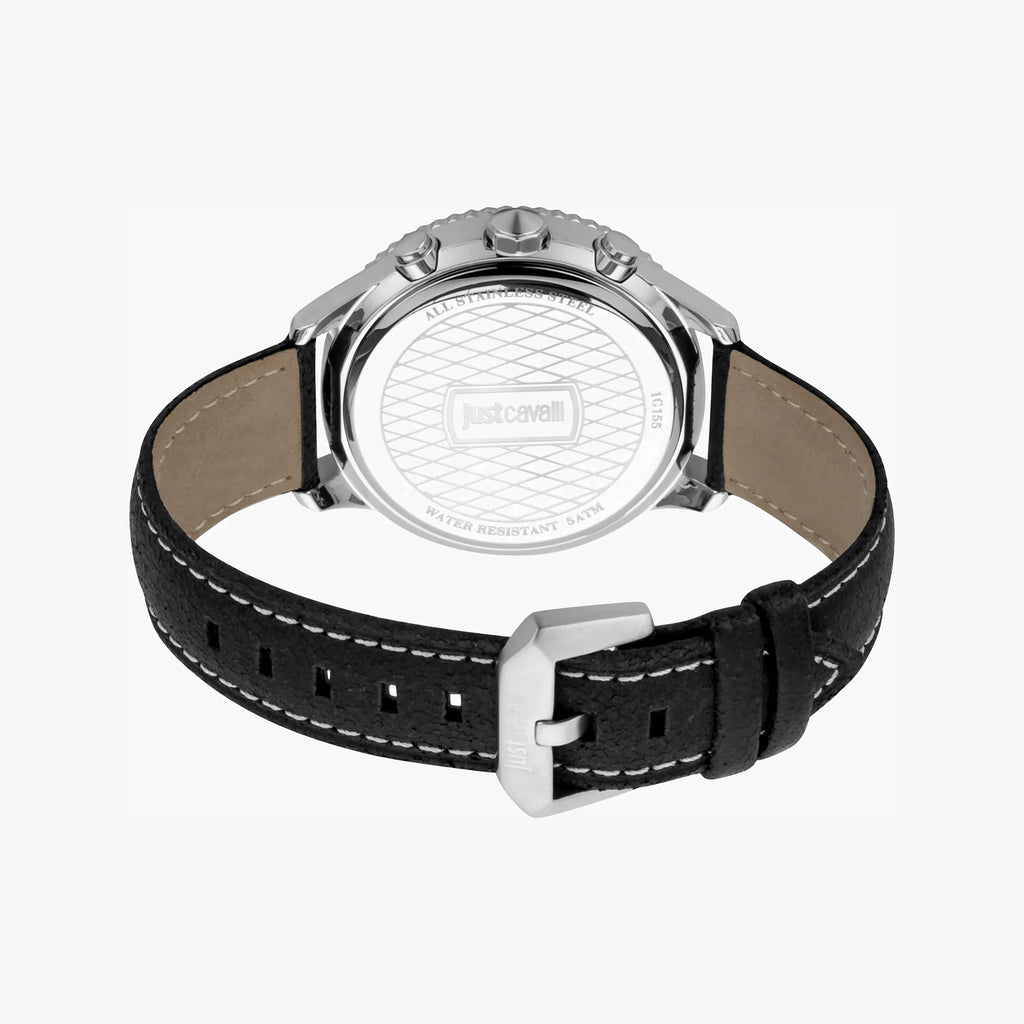 JUST CAVALLI JC1G155L0025 - ELEGANT BLACK LEATHER & STAINLESS STEEL MEN'S WATCH-i-Watch-3