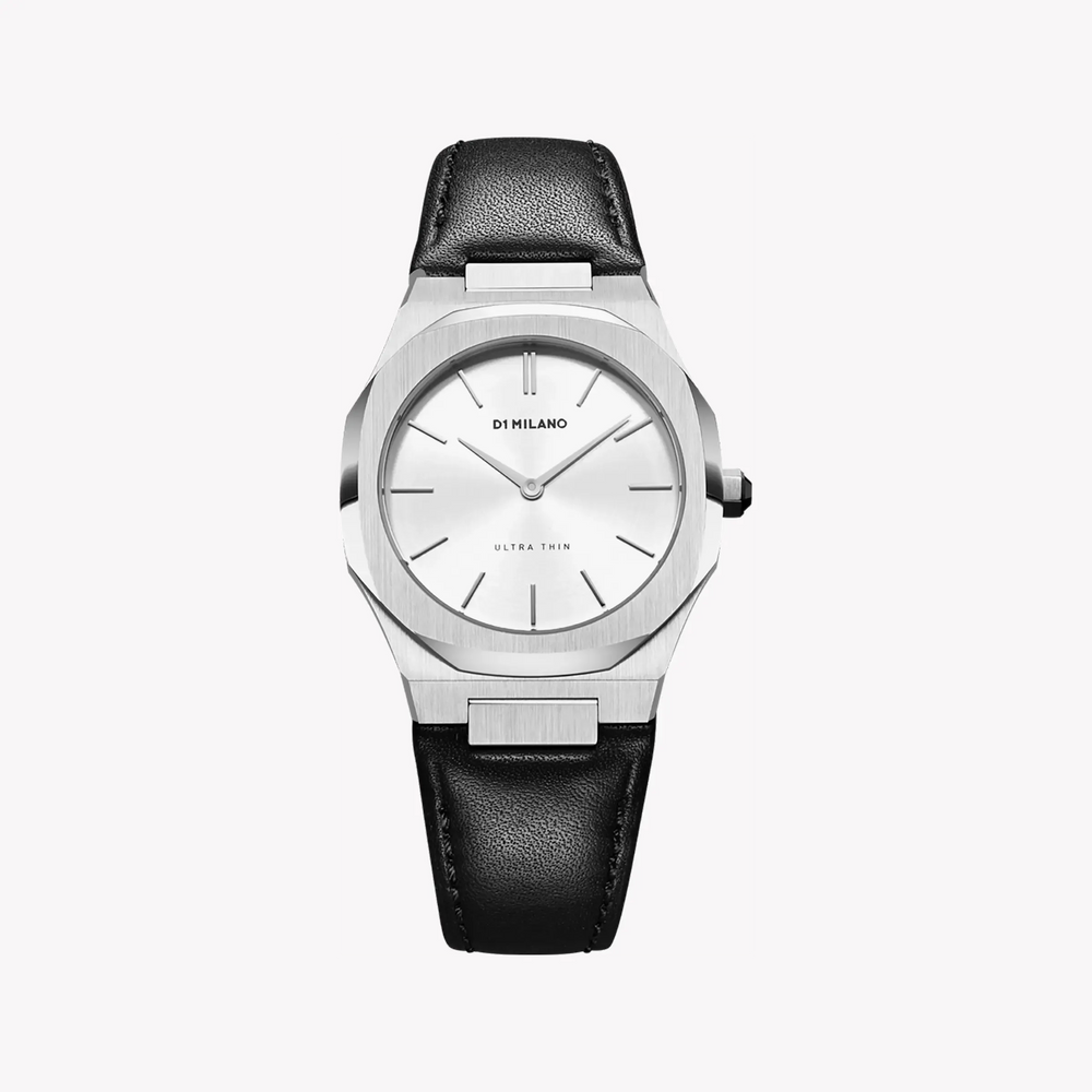 D1 MILANO Women's Silver Stainless Steel, Black Leather | D1-UTLL13 by i-watch
