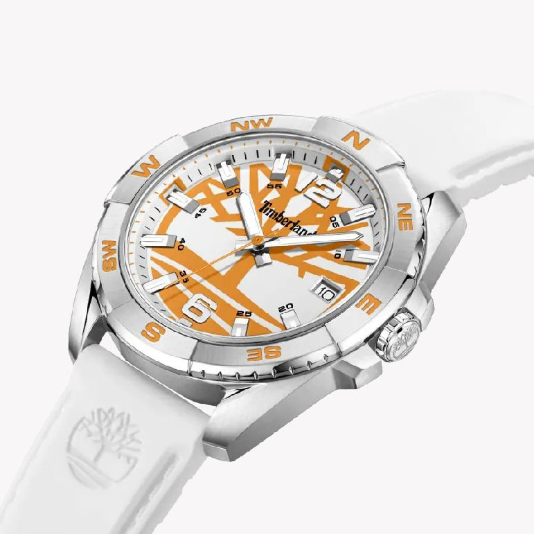 TIMBERLAND TDWGN2202105 ADVENTURE-READY - MEN'S SILVER WATCH WITH WHITE SILICONE BAND & ORANGE DIAL-i-Watch-3