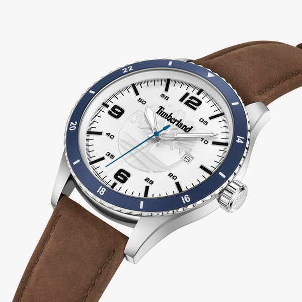 Timberland Men's Silver & Brown Leather Watch, White Dial | Tdwgb0010501 by i-watch