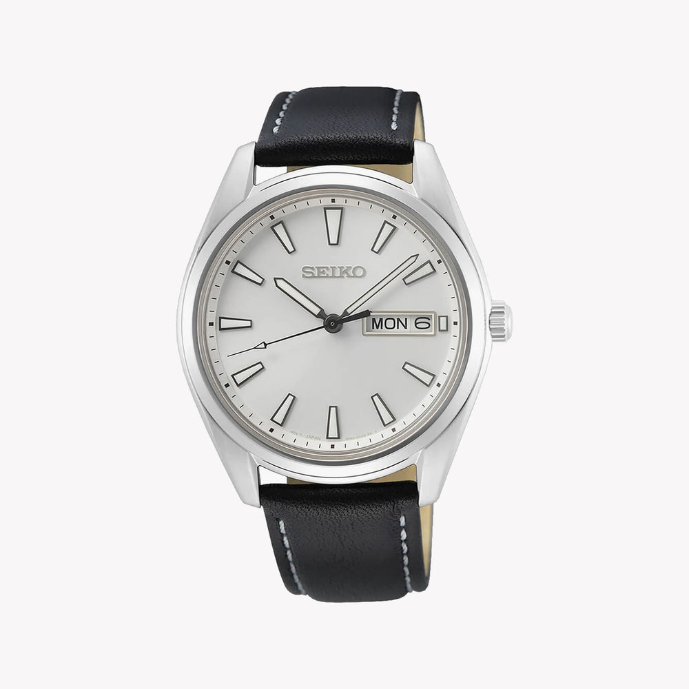 Seiko Men's Silver Stainless Steel, Black Leather | Sur447p1 by i-watch