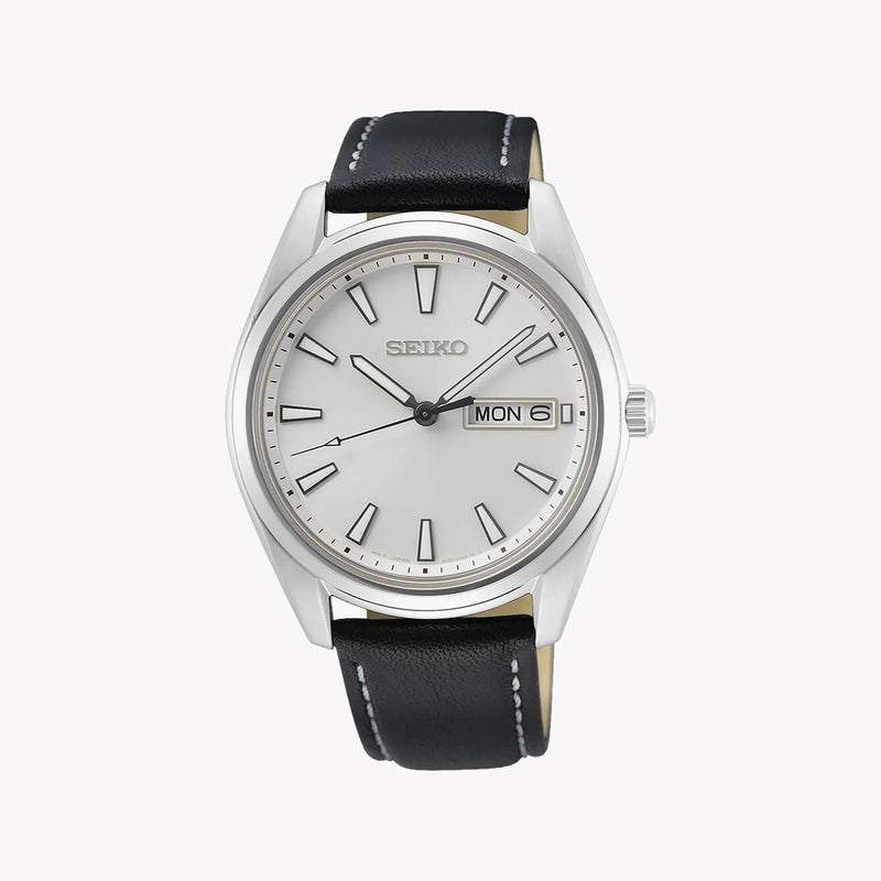 Seiko Men's Silver Stainless Steel, Black Leather | Sur447p1 by i-watch
