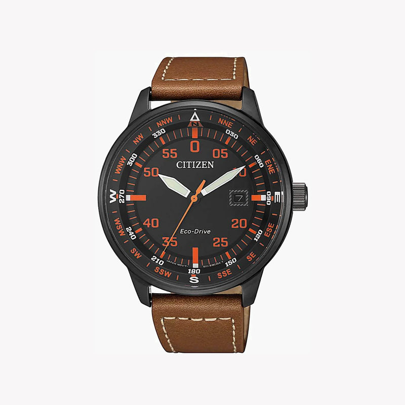 Citizen Eco-Drive Bm7395-11e: Bold Sophistication - Men's Black & Brown Leather Watch by i-watch