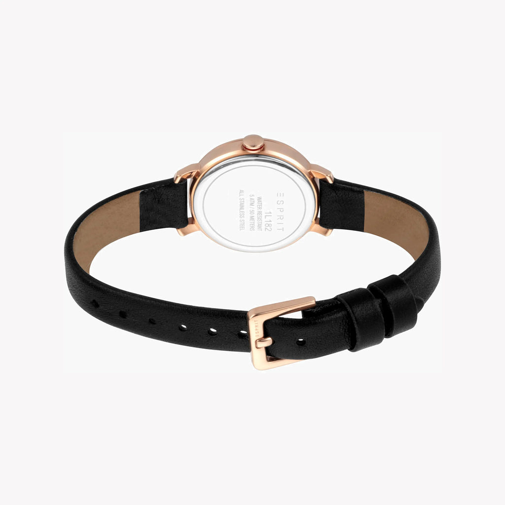 ESPRIT Women's Watch with Rose Gold Stainless Steel Case and Black Leather Band-i-Watch-4