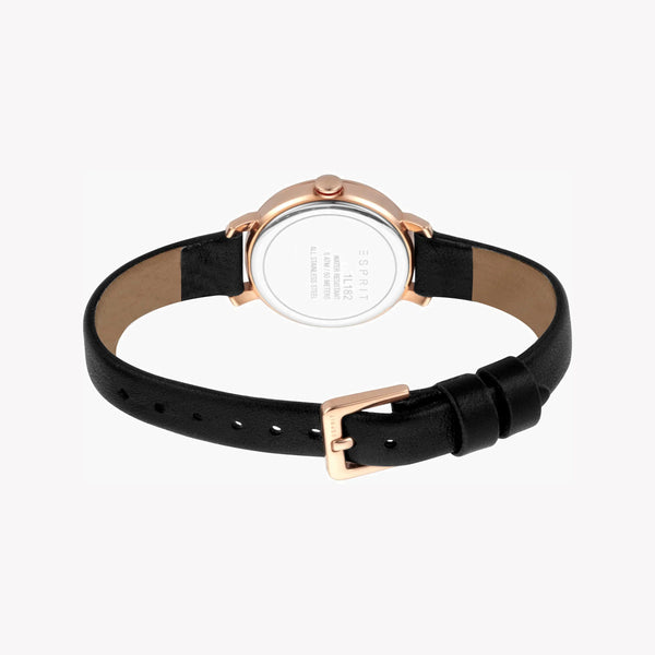 Esprit Women's Black Leather Watch, Silver Dial | Es1l050m0025 by i-watch