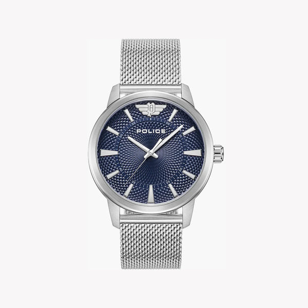 Police Men's Silver Stainless Steel Watch, Blue Dial | Pewjg0005004 by i-watch
