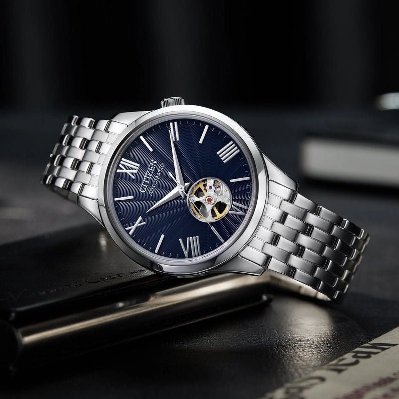 Citizen Nh9130-84l - Elegant Automatic Timepiece With Striking Blue Dial & Stainless Steel Bracelet by i-watch