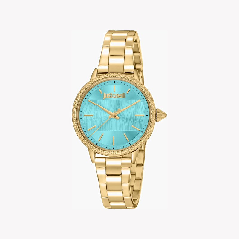 Just Cavalli Women's Gold Stainless Steel Watch, Turquoise Dial | Jc1l259m0065 by i-watch
