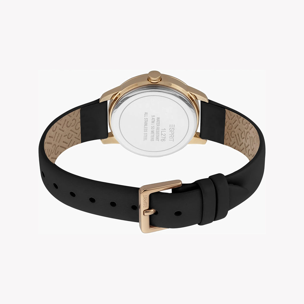 ESPRIT Women's Watch with Rose Gold Stainless Steel Case and Black Leather Band-i-Watch-3
